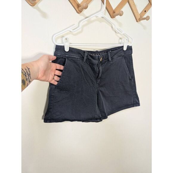 American Eagle Outfitters Super Stretch Midi Navy Blue Shorts - Size 10 - Picture 2 of 5